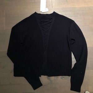 Bec & Bridge Navy Jessie James Lace-Up Sweater